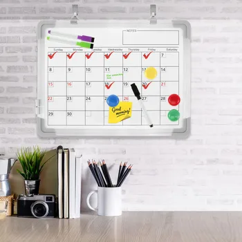 Магнитная доска для стены, Небольшой ежемесячный календарь, доска сухого стирания, подвесная двусторонняя белая доска с 16 ручками 8
