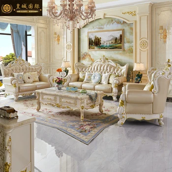 Мебель для гостиной европейский диван из массива дерева большой 123-комбинированный двусторонний диван с резьбой в виде короны, кожаная мебель для виллы