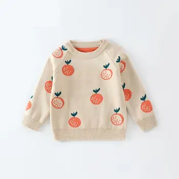 Милый свитер для девочек с вязаными рукавами, зимняя одежда для девочек 2023 года, Корейский детский трикотаж, осенний детский топ для девочек