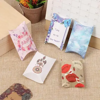 мини-подарочная коробка 10шт, упаковка для бумажных подушек, подарок на День рождения, свадьбу, вечеринку, Бумажная коробка с рисунком листа дерева, Модная подарочная коробка