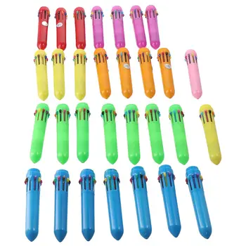 Мини-ручки 10 в 1, Офисные 30 упаковок, Пластиковая многоцветная ручка, 13 см, выдвижные шариковые ручки, товары для дома