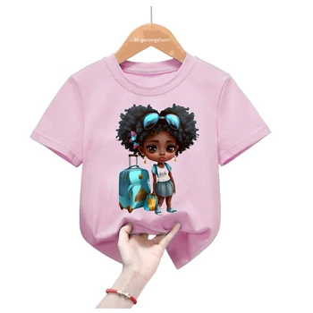 Модная детская одежда для чернокожих девочек, футболки с принтом 