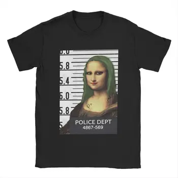 Мужские футболки Mona Lisa In Jail, забавные футболки из 100% хлопка, футболки с коротким рукавом, топы с круглым вырезом, идея подарка