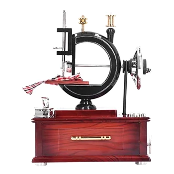 Музыкальная шкатулка в форме швейной машинки, винтажный мини-часовой механизм в стиле ретро, Музыкальная шкатулка для украшения рабочего стола, прочная