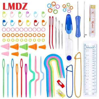 Набор спиц для вязания LMDZ, разноцветный зажим для иглы для вязания крючком, держатель для маркеров, инструмент с чехлом, принадлежности для вязания своими руками