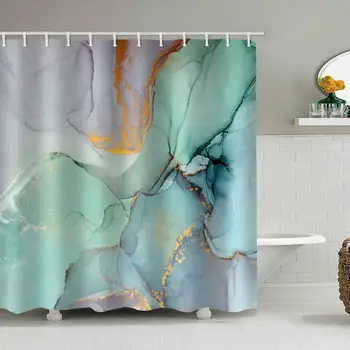 Набор штор для душа с серо-золотой мраморной текстурой Абстрактный Современный декор для ванной комнаты Водонепроницаемая моющаяся ткань