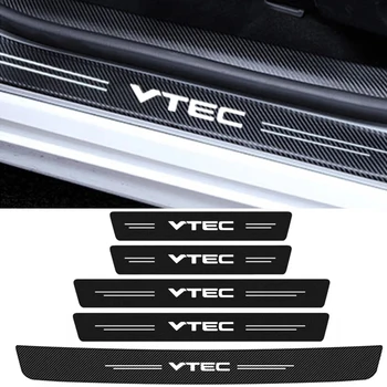 Наклейки на педаль порога двери автомобиля Защитная накладка для Honda VTEC Логотип из углеродного волокна Защита порога багажника Накладки на бампер Наклейки