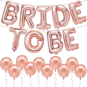 Невеста на воздушном шаре, Свадебный душ, декор для свадебной вечеринки, Воздушные шары с любовным письмом, Серебряные шары из розового золота, декор из фольги для новобрачных