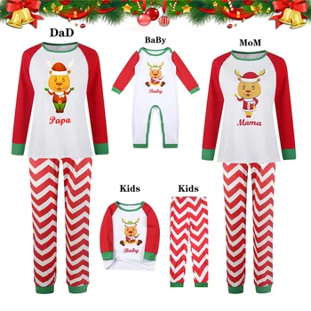 Новая одежда для семьи, домашняя одежда с рождественским принтом в виде милых животных, одежда для мамы и дочки, пижамы, одежда для родителей и детей