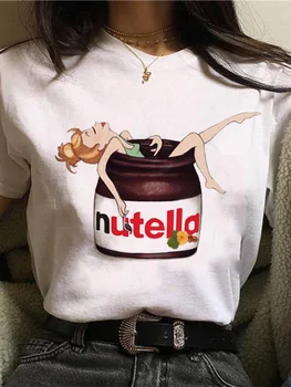 Новая футболка с принтом Nutella, женская Футболка 90-х годов, Harajuku Kawaii, Модная футболка С милым Рисунком, Футболка В Корейском стиле, Футболки, Женские