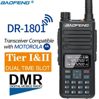 Новая Цифровая Портативная рация Baofeng DR-1801 уровня 1 + 2 с двойным временным интервалом DM-1801 Обновленное УФ-двухдиапазонное DMR-радио 136-174 и 400-470 МГц