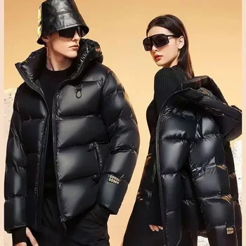 Новинка 2023 года с утепленной черной курткой из утиного пуха с пятью сетками внутри, толстая и морозостойкая куртка свободного кроя как для мужчин, так и для женщин