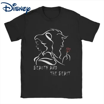 Новинка, мужская футболка Beauty And The Beast Belle, женские хлопковые футболки с круглым вырезом, футболка Disney с коротким рукавом, одежда больших размеров