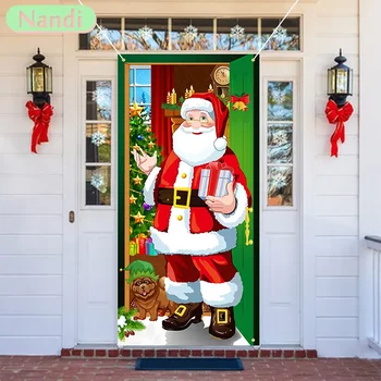 Новогоднее Рождественское Фоновое Украшение Подвесная Ткань Рождественская Дверь Фоновая Ткань Украшение Вечеринки Гобеленовая Дверная Крышка