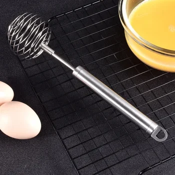 Новый пружинный миксер для взбивания яиц, бытовой круглый миксер со сферической ручкой из нержавеющей стали, ручная взбивалка для яиц
