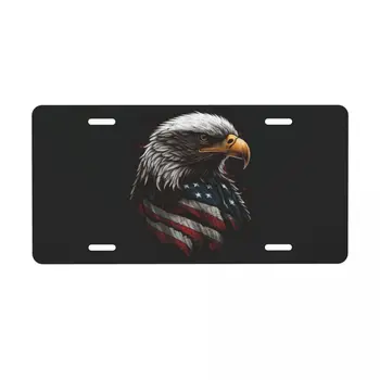 Номерной знак с орлиным американским флагом, Персонализированная Декоративная крышка переднего номерного знака автомобиля США, Алюминиевая бирка на туалетном столике 6x12 дюймов