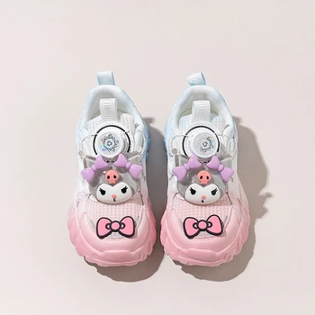 Обувь для девочек Sanrio Kuromi 2023, Осенние детские кроссовки с героями мультфильмов, Дышащая повседневная универсальная обувь с двойной сеткой, Модная легкая