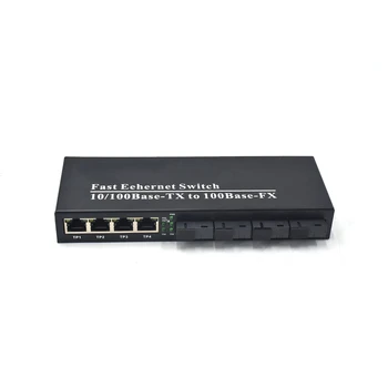 Оптоволоконный коммутатор 4F4E Ethernet, 4 RJ45, 4 SC, оптический медиаконвертер, однорежимный оптоволоконный порт, медиаконвертер 10/100 М