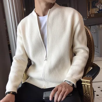 Осенне-зимний простой повседневный свитер элитного бренда, вязаный мужской кардиган, Мужская зимняя одежда 2023 года, Мужская одежда Только для мужчин, мужской топ