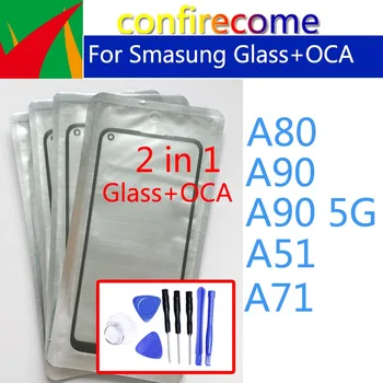 Передняя стеклянная линза с клеем OCA для Samsung Galaxy A51 A71 A80 A90 Замена сенсорной панели экрана 5G