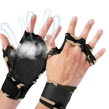 Перчатки для поднятия тяжестей, поддерживающие запястье, Перчатки без пальцев, Вентилируемые Спортивные перчатки Для мужчин Для тренировок, Перчатки для тяжелой атлетики, тренировки