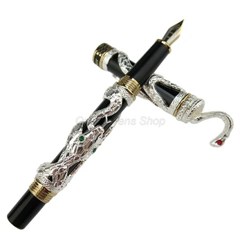 Перьевая ручка Jinhao Exquisite Snake, Серебряная и золотая кобра, технология рельефной скульптуры с 3D рисунком, чернильная ручка для письма JF009