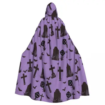 Плащ Ведьмы фиолетового цвета с рисунком на Хэллоуин, костюм для косплея на Хэллоуин, Унисекс, плащ для взрослых, ретро-накидка