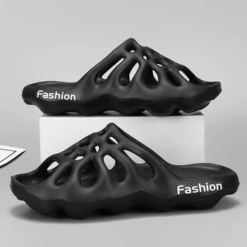 Пляжные тапочки для мужчин, износостойкие нескользящие Модные дышащие удобные водонепроницаемые туфли на платформе, летние основные пантуфли