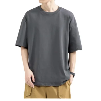 Повседневная футболка, мужская легкая хлопковая футболка с круглым вырезом и коротким рукавом, уличная модная футболка