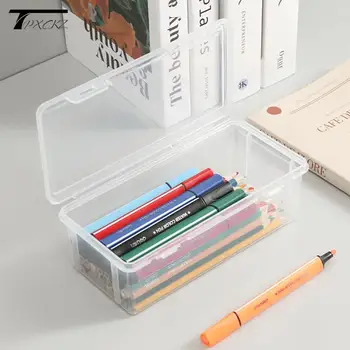 Простой Прозрачный Пенал из матового пластика, коробка для хранения карандашей, ручек, Канцелярских принадлежностей