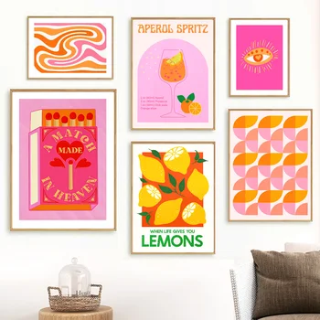 Ретро-настенные плакаты и принты Сочетаются с карточками с клубникой и лимоном, коктейлями, напитками, картинами на холсте, настенными панно, декором для кухни и бара.