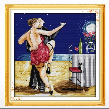 Рисунок танцовщицы танго, вышитый крестиком в гостиной, спальне, ручная вышивка 11 карат/14 карат
