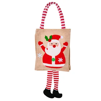 Рождественский подарочный пакет с мультяшным принтом, подвесная полосатая сумка для ног, праздничный подарочный пакет, Рождественский пакет для конфет, Новый 2024 год, сумка для подарков для детей