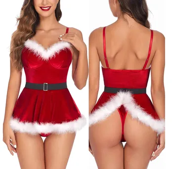 Рождественское нижнее белье, сексуальное платье, женская соблазнительная рождественская форма, боди, рождественский костюм властной королевы Надувная Девушка Секс18