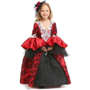 Рождественское платье для девочек, средневековое маскарадное платье для выпускного вечера, костюмы на Хэллоуин для детей, платье принцессы в викторианском стиле, костюм