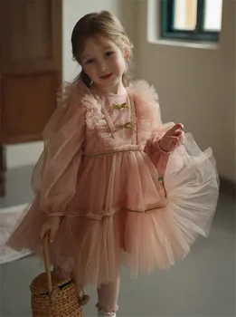 Розовое платье в цветочек трапециевидной формы для девочек-подростков от 1 до 14 лет, платье для дня рождения, платье для выпускного вечера, детское праздничное платье