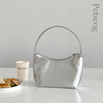 Роскошные дизайнерские сумки для женщин, серебряная квадратная сумка-хобо на молнии, модные женские сумки через плечо, клатч-кошелек 2023