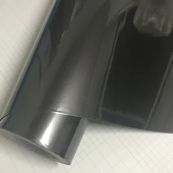 Рулон виниловой пленки премиум-класса из серого металлического глянца с технологией выпуска воздуха, клейкая наклейка 