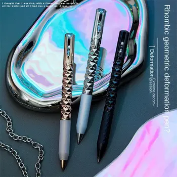 Ручка с нейтральной геометрической деформацией металла, 0,5 мм, Декомпрессионная ручка с черными чернилами, Интересная Анаморфная ручка, Подарочные Инструменты для творчества