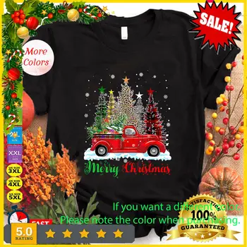 С Рождеством, Леопардовый красный грузовик, Рождественская елка для мужчин, женская футболка S-5XL
