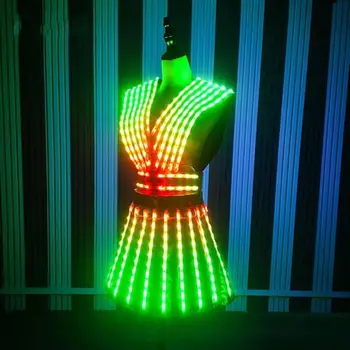 Светодиодная светящаяся юбка Ночное шоу Женская флуоресцентная одежда для выступлений сценическая вечеринка DJ танцевальный реквизит