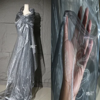 Серебристо-серая градиентная лазерная шелковистая сетка из органзы, креативное свадебное платье, юбка, одежда 