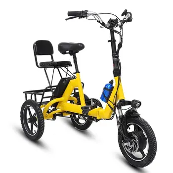 Складной Электрический трехколесный велосипед для взрослых 48 В 350 Вт, портативный Складной трехколесный электрический велосипед для женщин, педальный Электронный трехколесный велосипед с большой корзиной