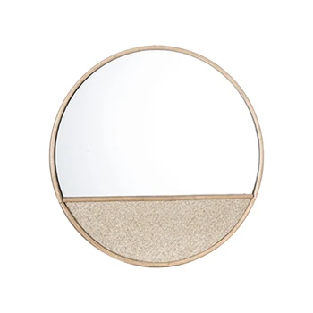 Совершенно новое зеркало из круглого дерева 40x40 см, декоративное для спальни, Простая установка, Модное подвесное зеркало для макияжа ручной работы