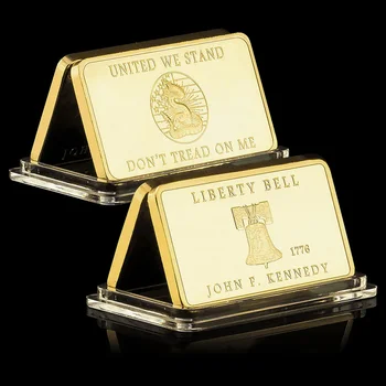 Соединенные Штаты Америки Колокол Свободы 1776 Кеннеди Юнайтед, Мы стоим, Не наступай на Меня, Памятная монета, Коллекция золотых слитков с покрытием