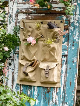 Сумка для садовых инструментов, сумка для хранения, Утолщенный холст, настенная Многофункциональная Подвесная карманная сумка для хранения.