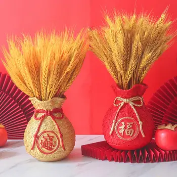 Сушеные цветы пшеницы, искусственные стебли пшеницы, композиция из сушеных цветов, ваза из смолы Lucky Bag для свадебных новогодних украшений