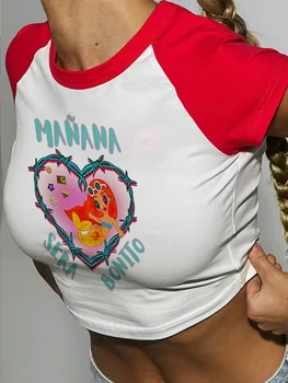 Укороченные топы Karol G Tomorrow Sera Mana Sera Bonito С Очагом, милая женская футболка с русалочкой, уличная одежда, Топы Y2k