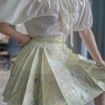 Улучшенная юбка в китайском стиле с изысканным принтом 