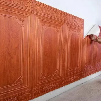 Утолщенные самоклеящиеся наклейки на стену с 3D-тиснением, водонепроницаемые обои для обшивки стен для декора фона современной гостиной